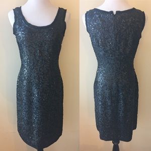 Talbots Black Sequin Sheath Dress Sz 6